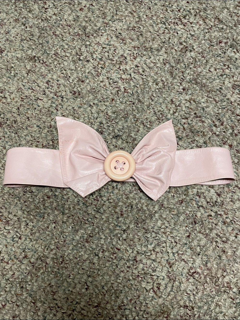 Vintage 80s le chateau leather Pink Bow Button Waist Belt with snap close back